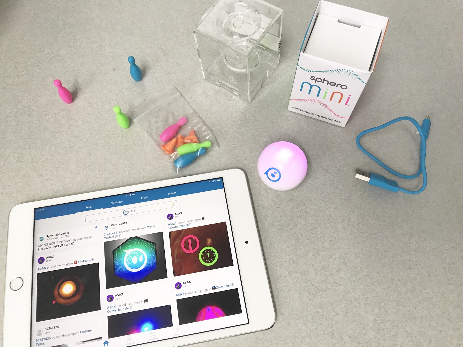 the sphero mini robot and accessories with an ipad