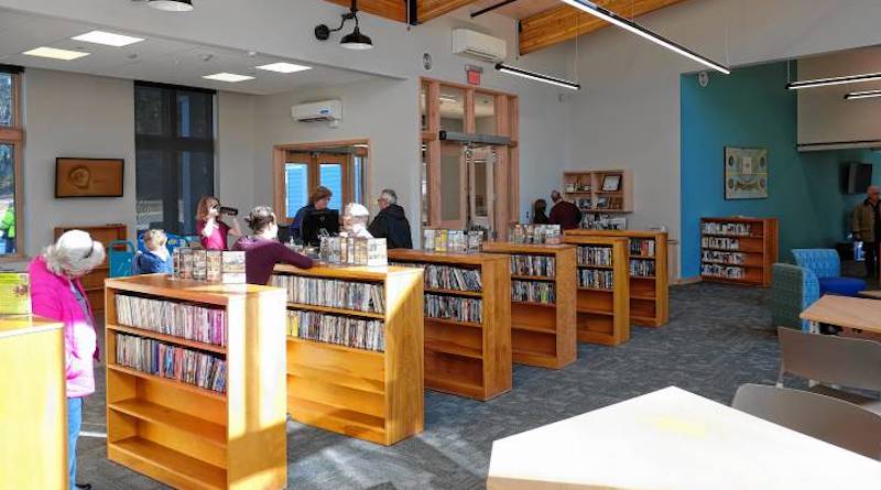 the erving public library bookshelves