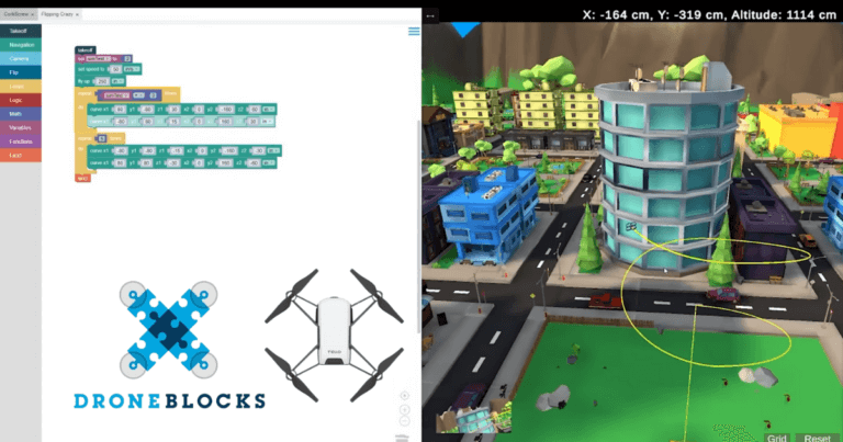 droneblocks code and the droneblocks tello simulator